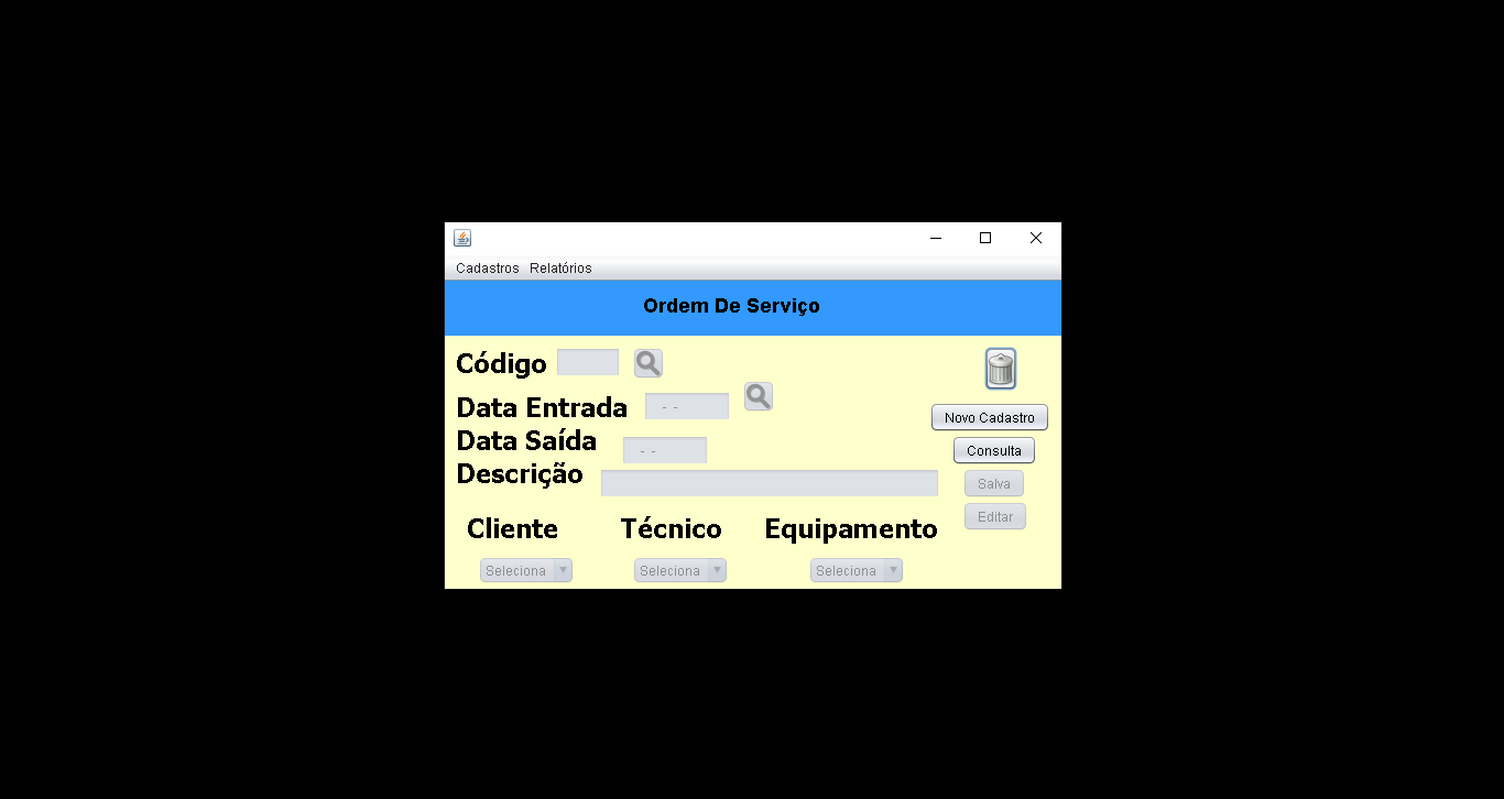Controle de Equipamentos - sistema Java